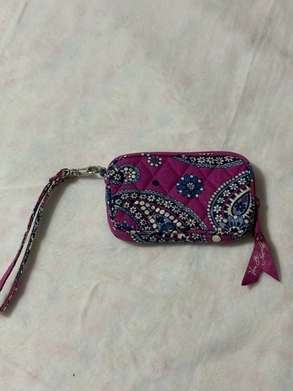 Vera Bradley Pink Paisley Coin Purse & Matching Zip ID Case Set with Wristlet